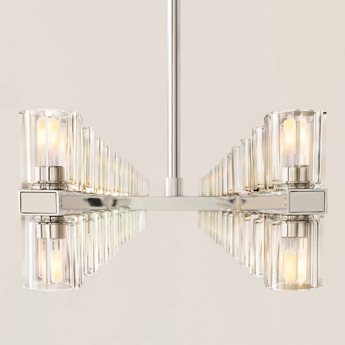 Contemporary Industrial K9 Crystal Rectangular Chandelier in Brass - Arcachon Style