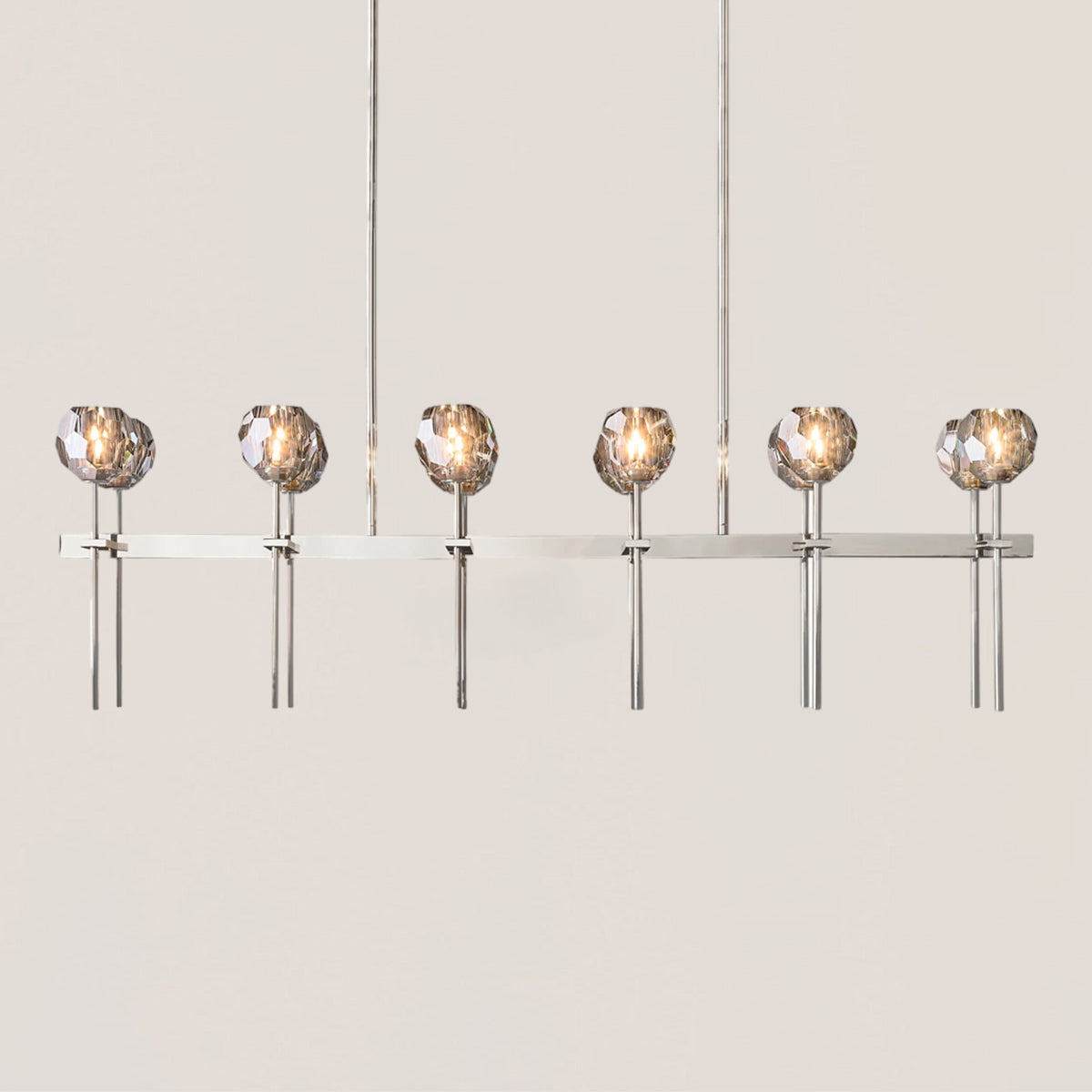 Boule De Crystal Smoke Double Linear Chandelier 60"