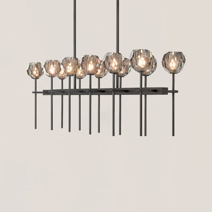 Boule De Crystal Smoke Double Linear Chandelier 60"
