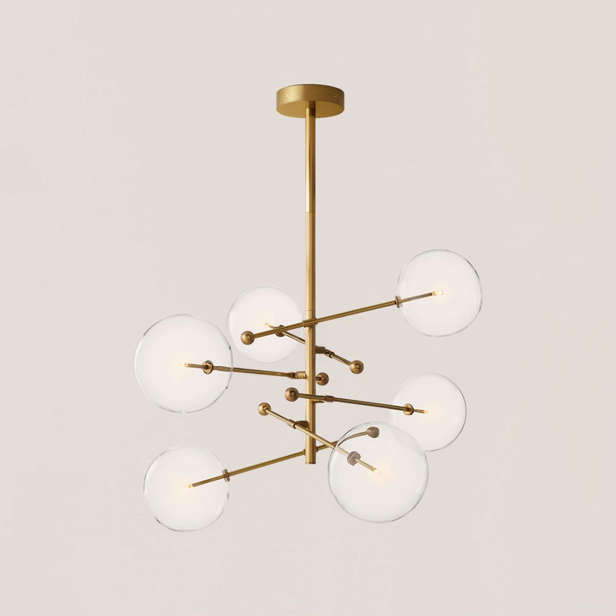 Glass Globe Mobile 6-stem Chandelier 55"