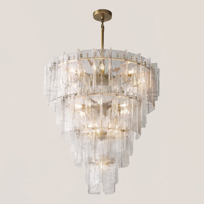 Lattice Glass Tiered Round Chandelier 47"