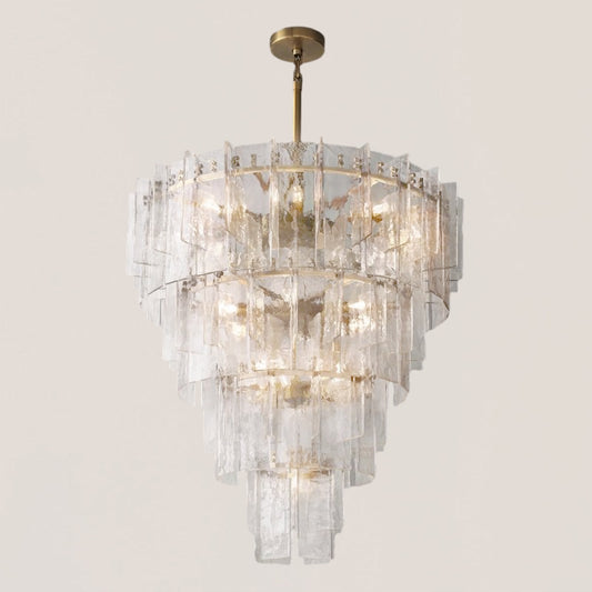Lattice Glass Tiered Round Chandelier 47"