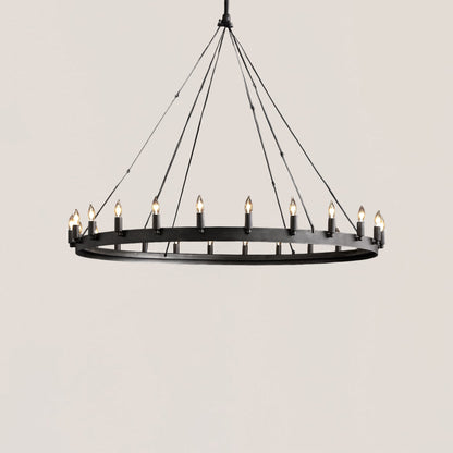 Industrial Rustic Vintage Candelabra Round Chandelier - Camino Style