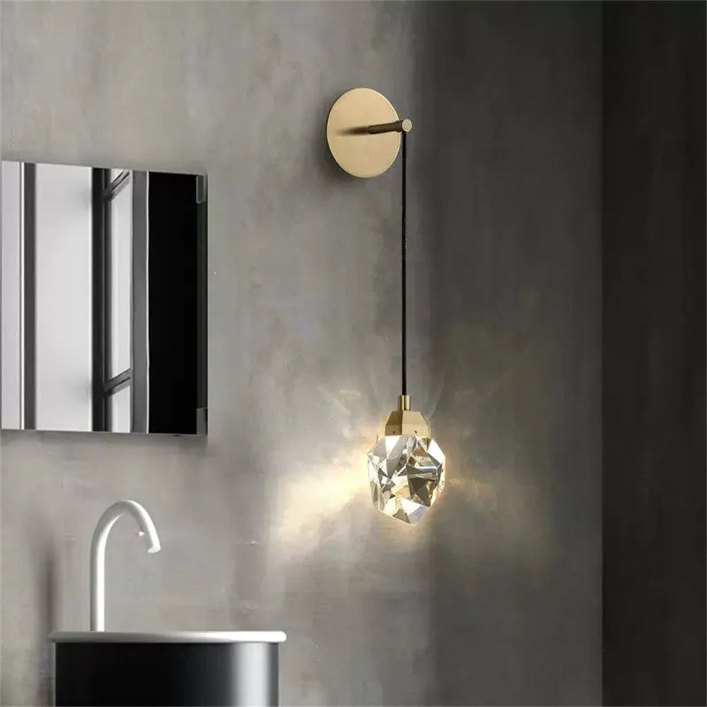 VASELAMPS - Faceted Crystal Prisms Wall Sconce - Cord