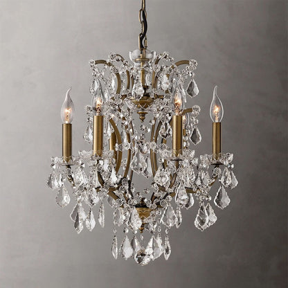 19TH Rococo Iron & Crystal Round Chandelier