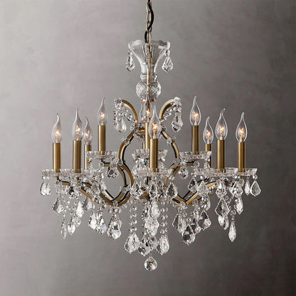 19TH Rococo Iron & Crystal Round Chandelier