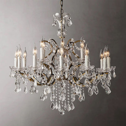 19TH Rococo Iron & Crystal Round Chandelier