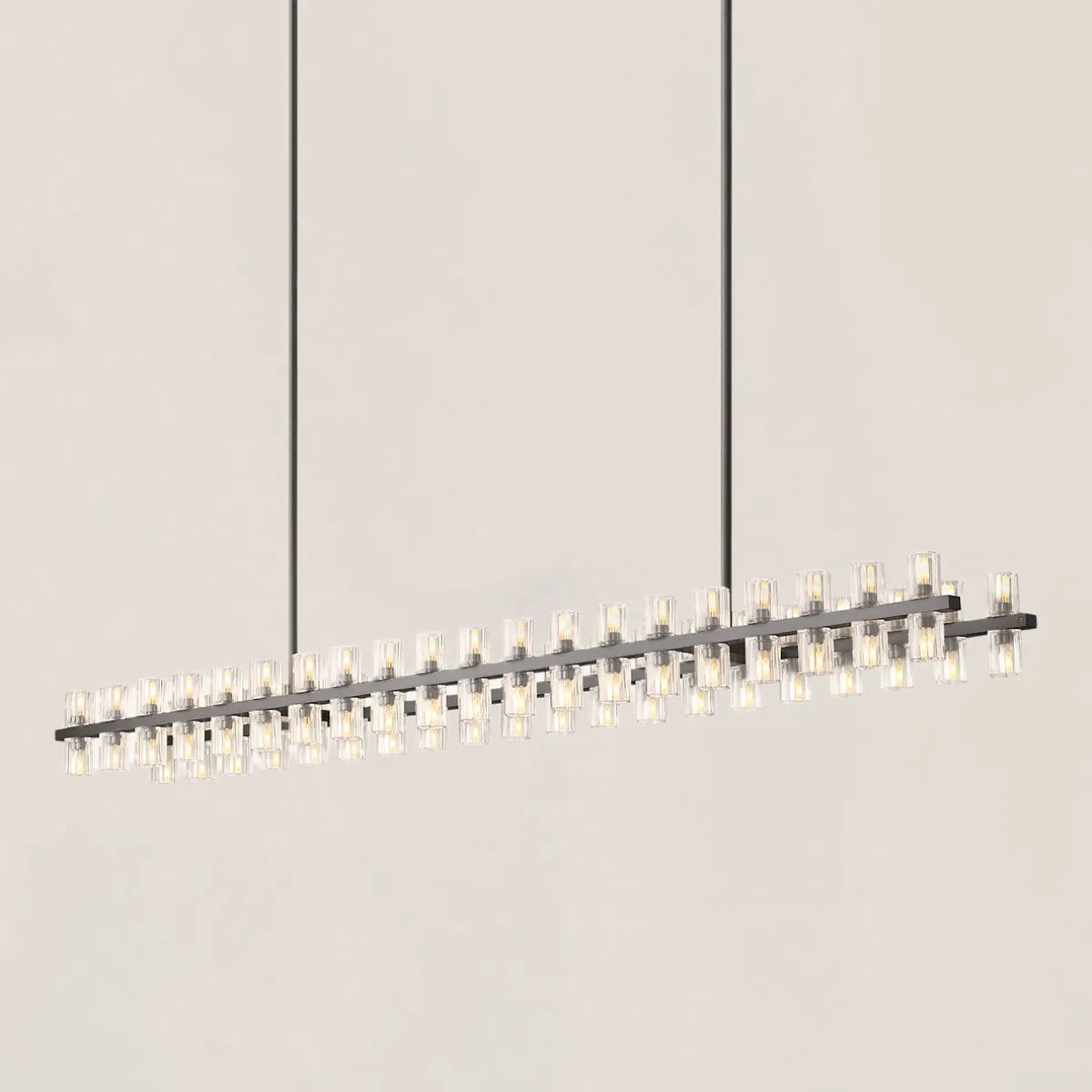 Contemporary Industrial K9 Crystal Rectangular Chandelier in Brass - Arcachon Style