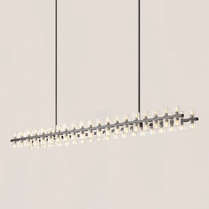 Contemporary Industrial K9 Crystal Rectangular Chandelier in Brass - Arcachon Style