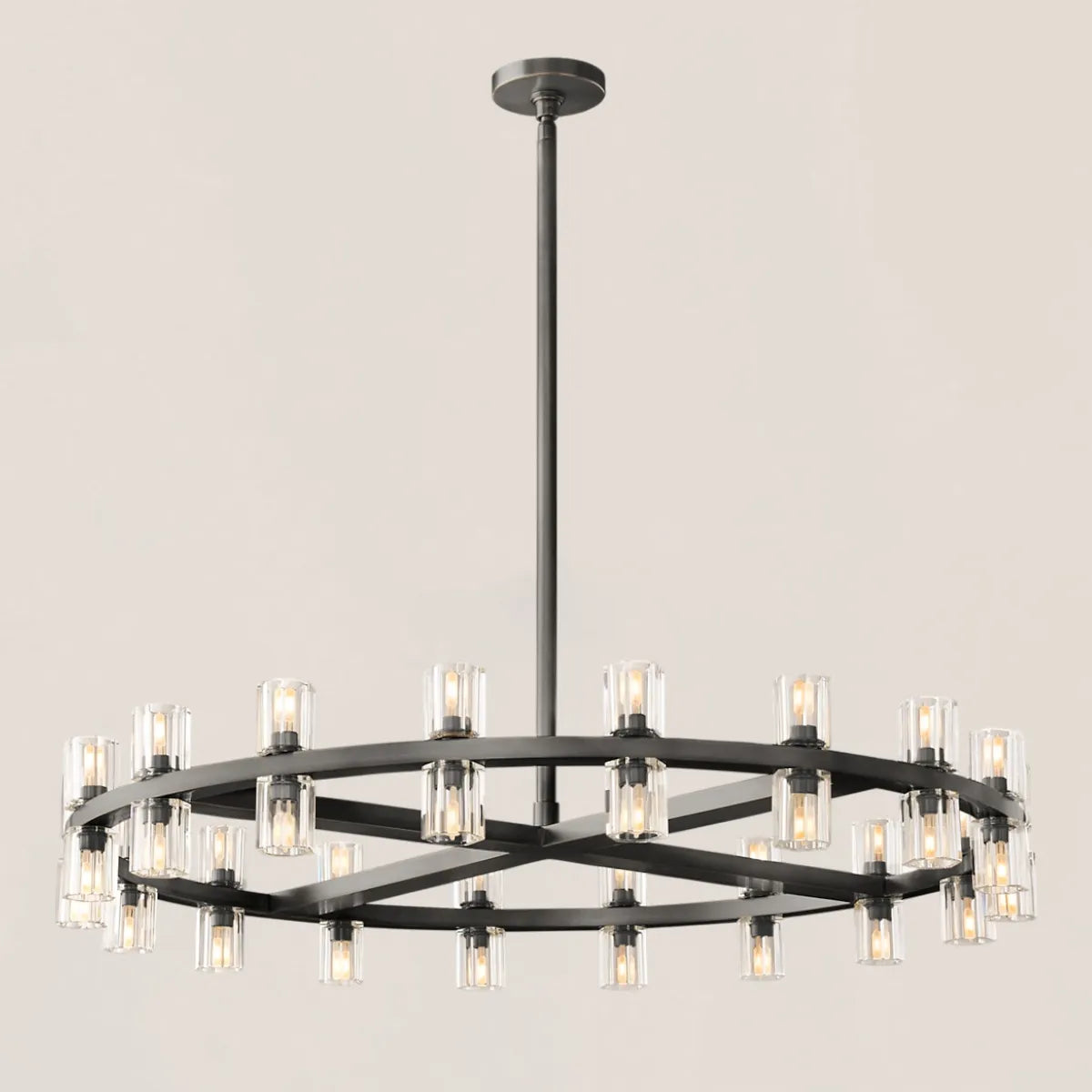 Arcachon Contemporary Industrial Crystal Glass Round LED Chandelier