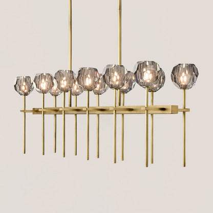 Boule De Crystal Smoke Double Linear Chandelier 60"