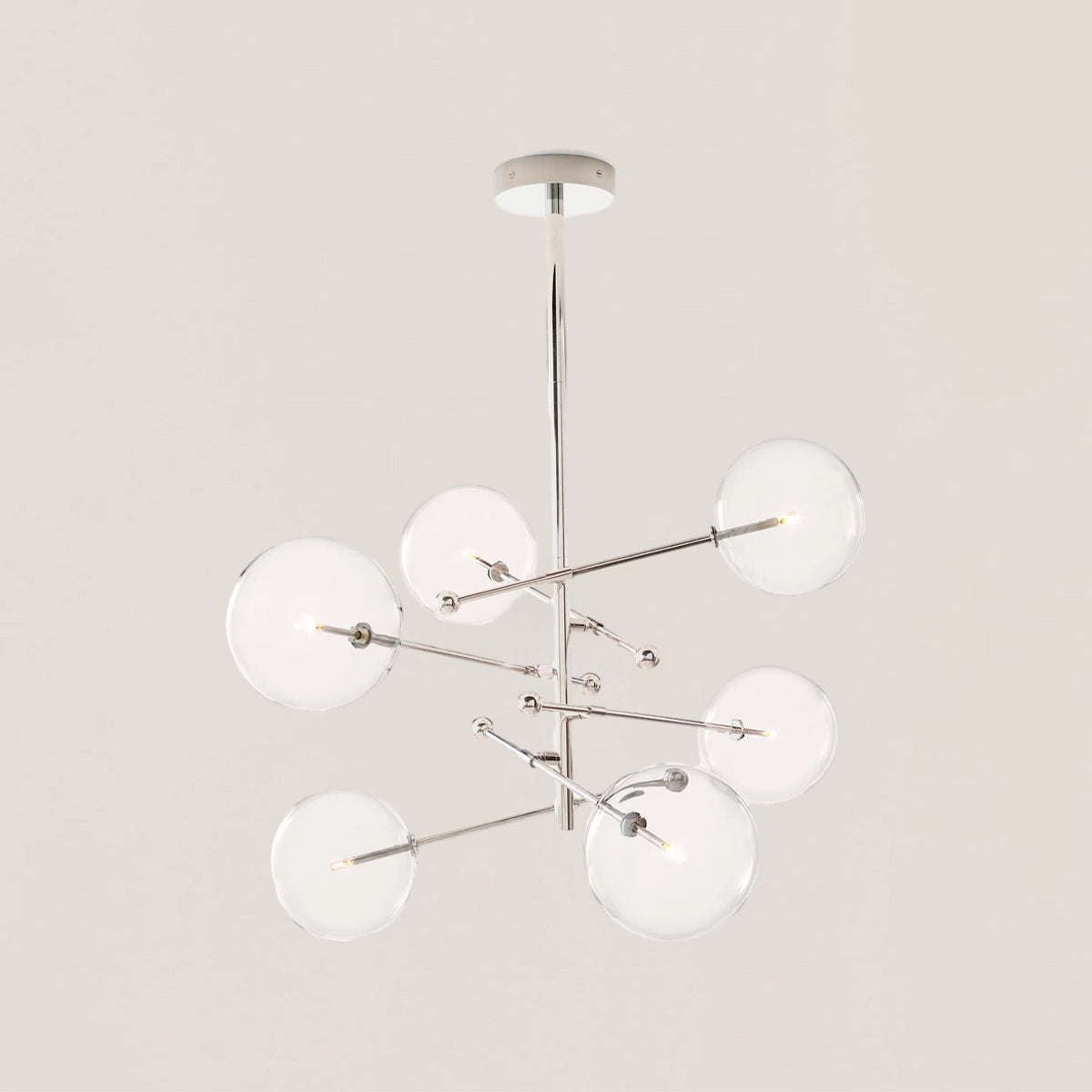 Glass Globe Mobile 6-stem Chandelier 55"