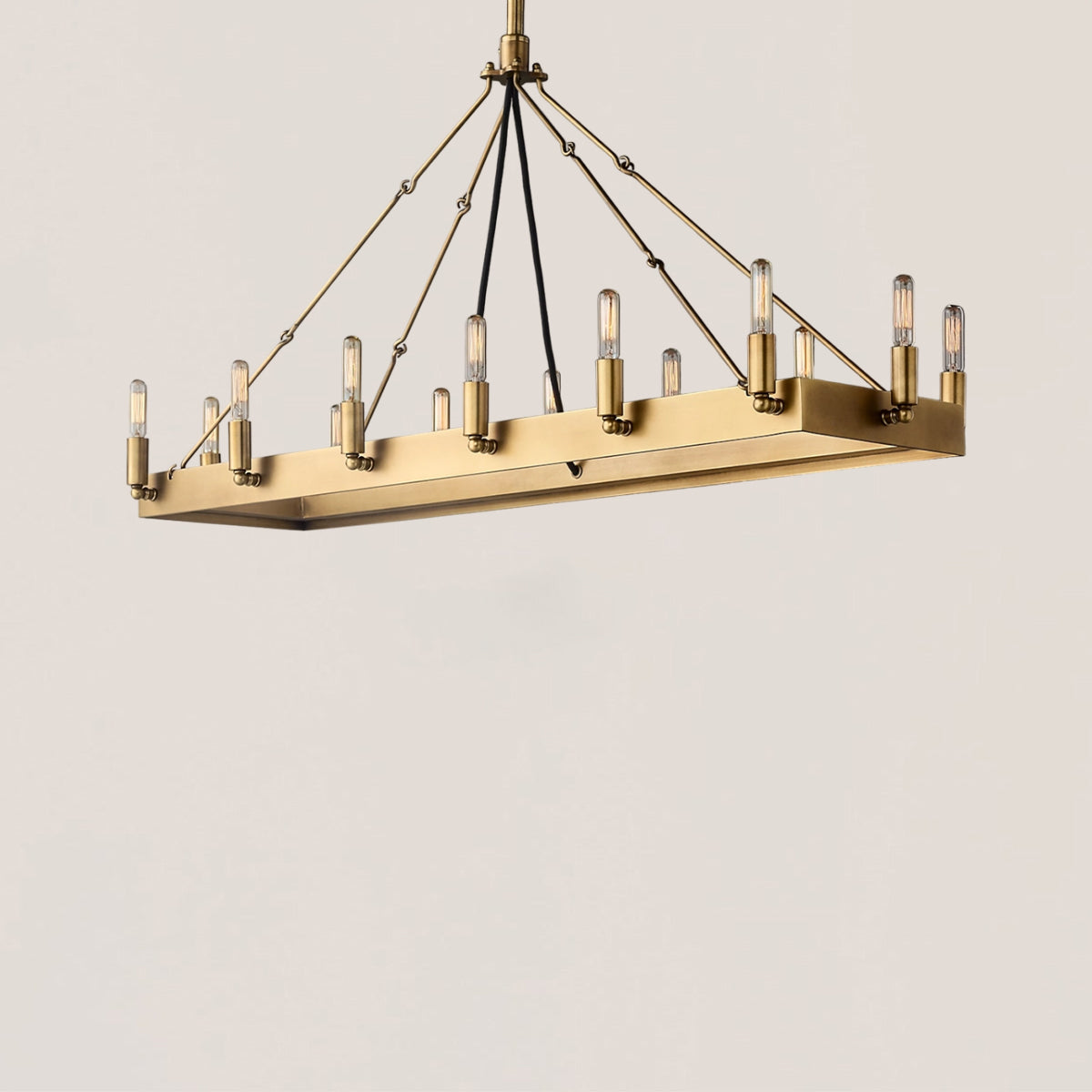 Industrial Rustic Vintage Filament Rectangular Iron Chandelier - Camino Style