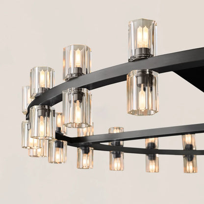 Arcachon Contemporary Industrial Crystal Glass Round LED Chandelier