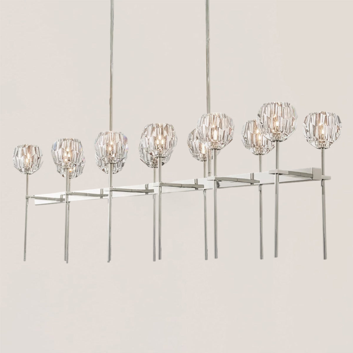 Boule De Crystal Smoke Double Linear Chandelier 60"
