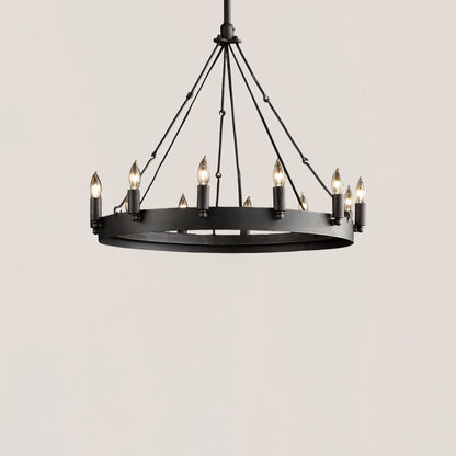 Industrial Rustic Vintage Candelabra Round Chandelier - Camino Style