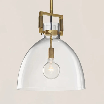 Machinist Glass Cloche Pendant 14"