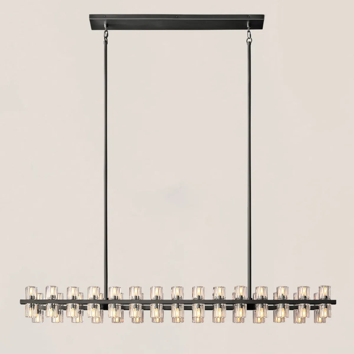 Contemporary Industrial K9 Crystal Rectangular Chandelier in Brass - Arcachon Style