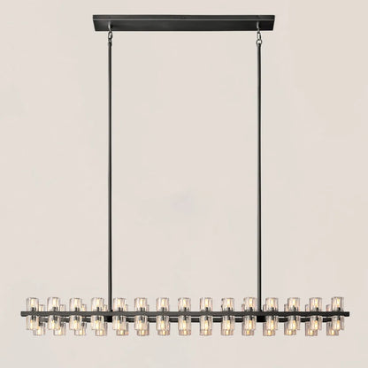 Contemporary Industrial K9 Crystal Rectangular Chandelier in Brass - Arcachon Style