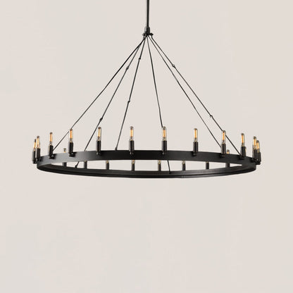 Industrial Rustic Vintage Filament Round Chandelier - Camino Style