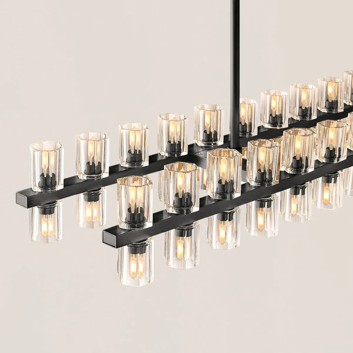 Contemporary Industrial K9 Crystal Rectangular Chandelier in Brass - Arcachon Style
