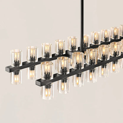 Contemporary Industrial K9 Crystal Rectangular Chandelier in Brass - Arcachon Style