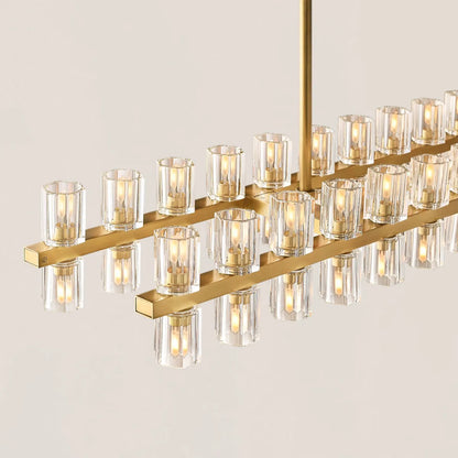 Contemporary Industrial K9 Crystal Rectangular Chandelier in Brass - Arcachon Style