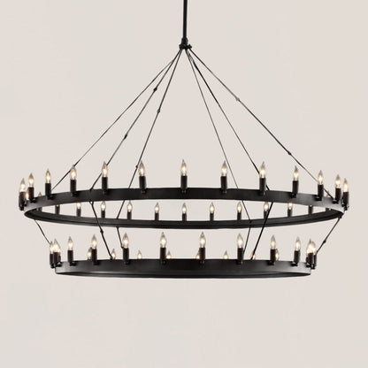 Industrial Rustic 2-Tier Round Candelabra Chandelier - Camino Style