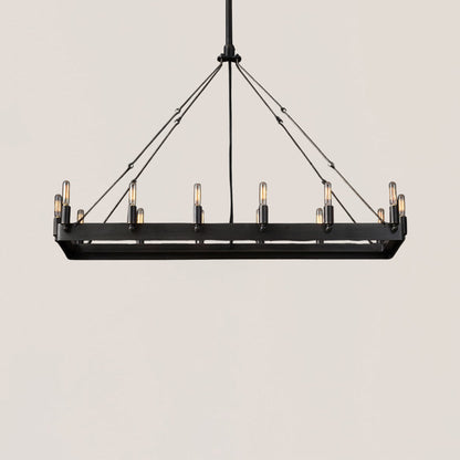 Industrial Rustic Vintage Filament Rectangular Iron Chandelier - Camino Style