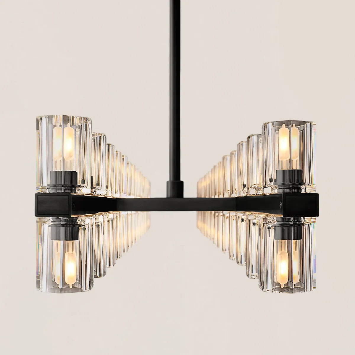 Contemporary Industrial K9 Crystal Rectangular Chandelier in Brass - Arcachon Style