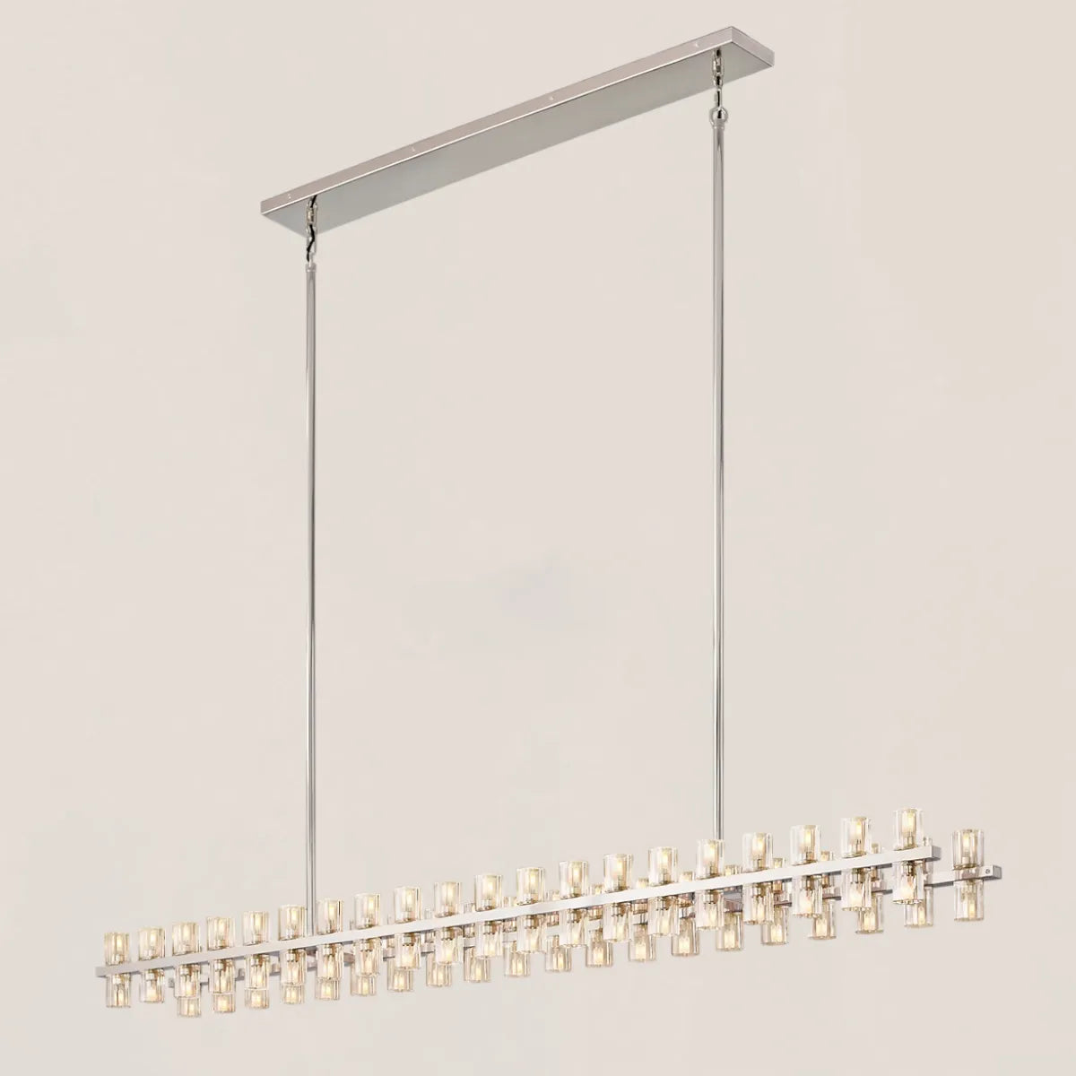 Contemporary Industrial K9 Crystal Rectangular Chandelier in Brass - Arcachon Style