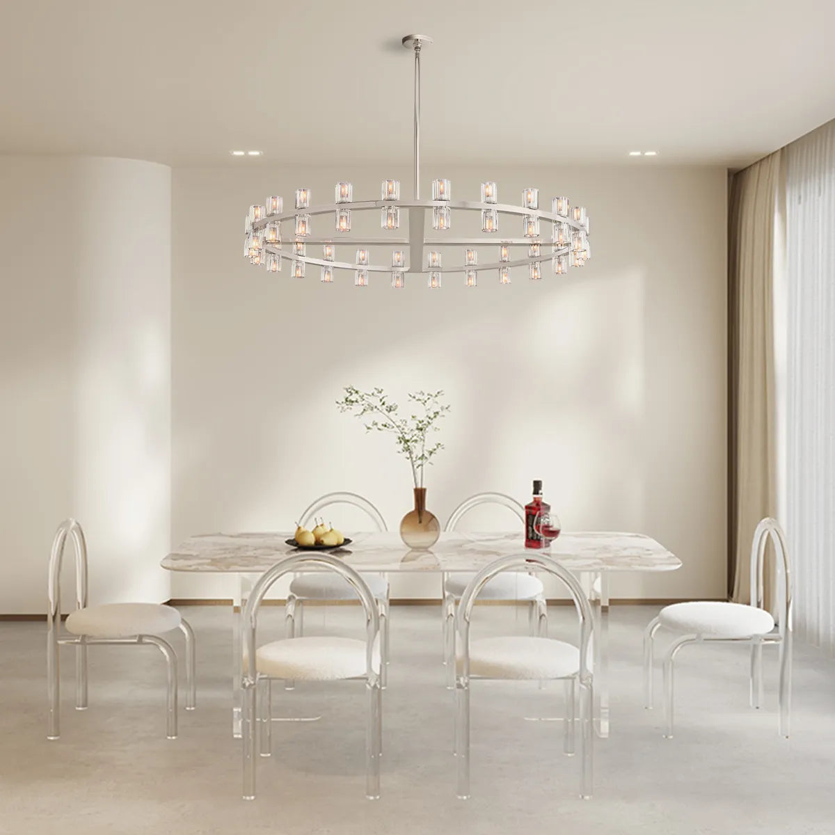 Arcachon Contemporary Industrial Crystal Glass Round LED Chandelier