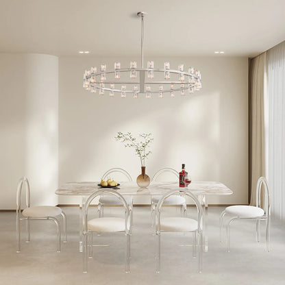 Arcachon Contemporary Industrial Crystal Glass Round LED Chandelier