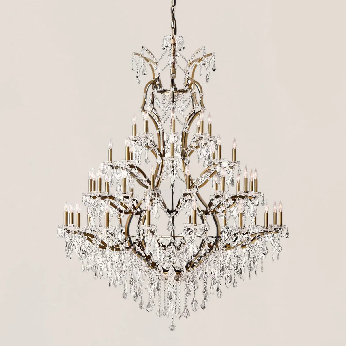 19TH Rococo Iron & Crystal Round Chandelier