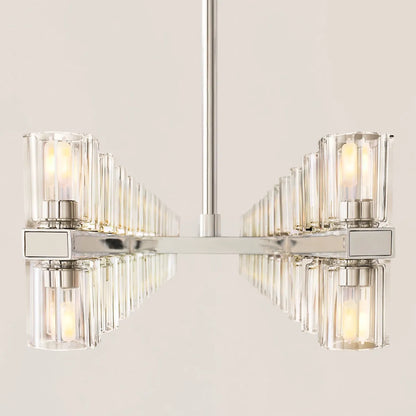 Contemporary Industrial K9 Crystal Rectangular Chandelier in Brass - Arcachon Style
