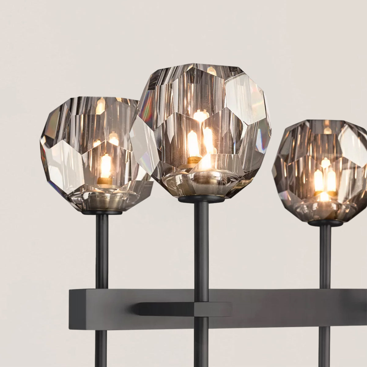 Boule De Crystal Smoke Double Linear Chandelier 60"