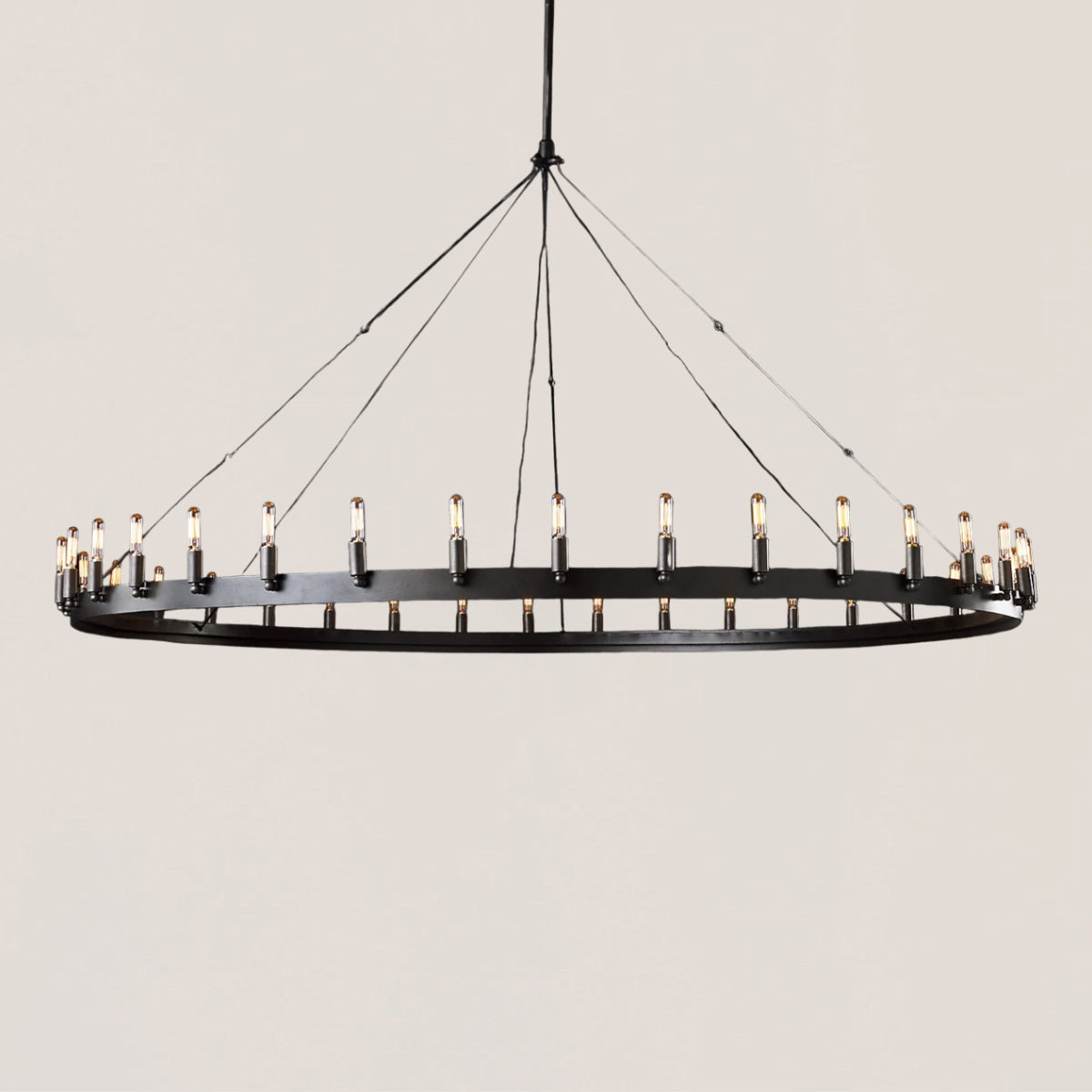 Industrial Rustic Vintage Filament Round Chandelier - Camino Style