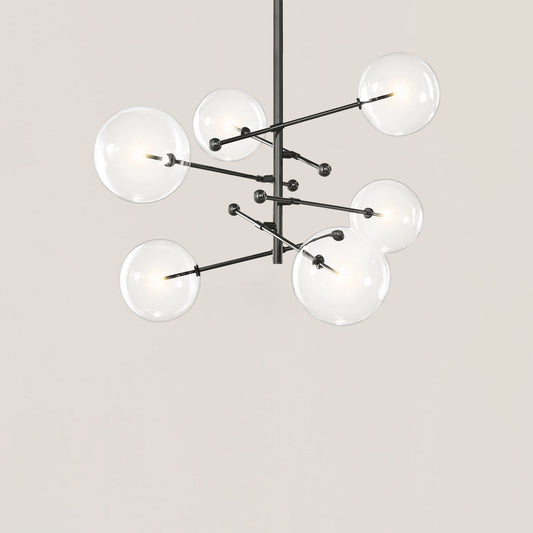 Glass Globe Mobile 6-stem Chandelier 55"