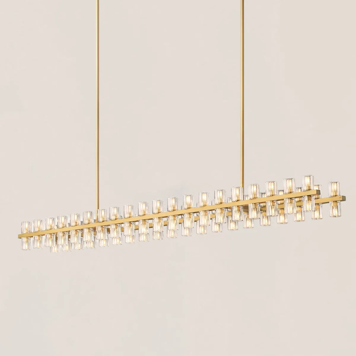 Contemporary Industrial K9 Crystal Rectangular Chandelier in Brass - Arcachon Style