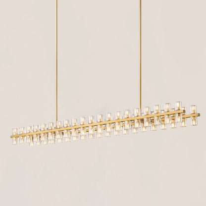 Contemporary Industrial K9 Crystal Rectangular Chandelier in Brass - Arcachon Style
