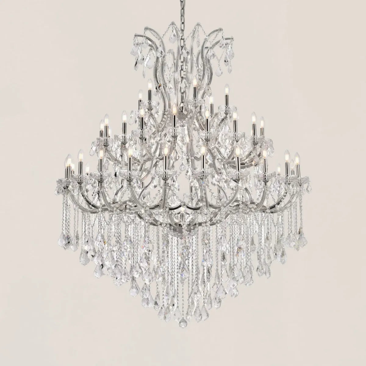 19TH C. Clear Royal Cut Crystal Round Chandelier 60"