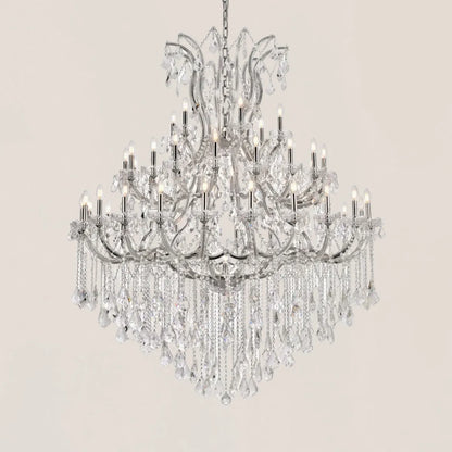 19TH C. Clear Royal Cut Crystal Round Chandelier 60"