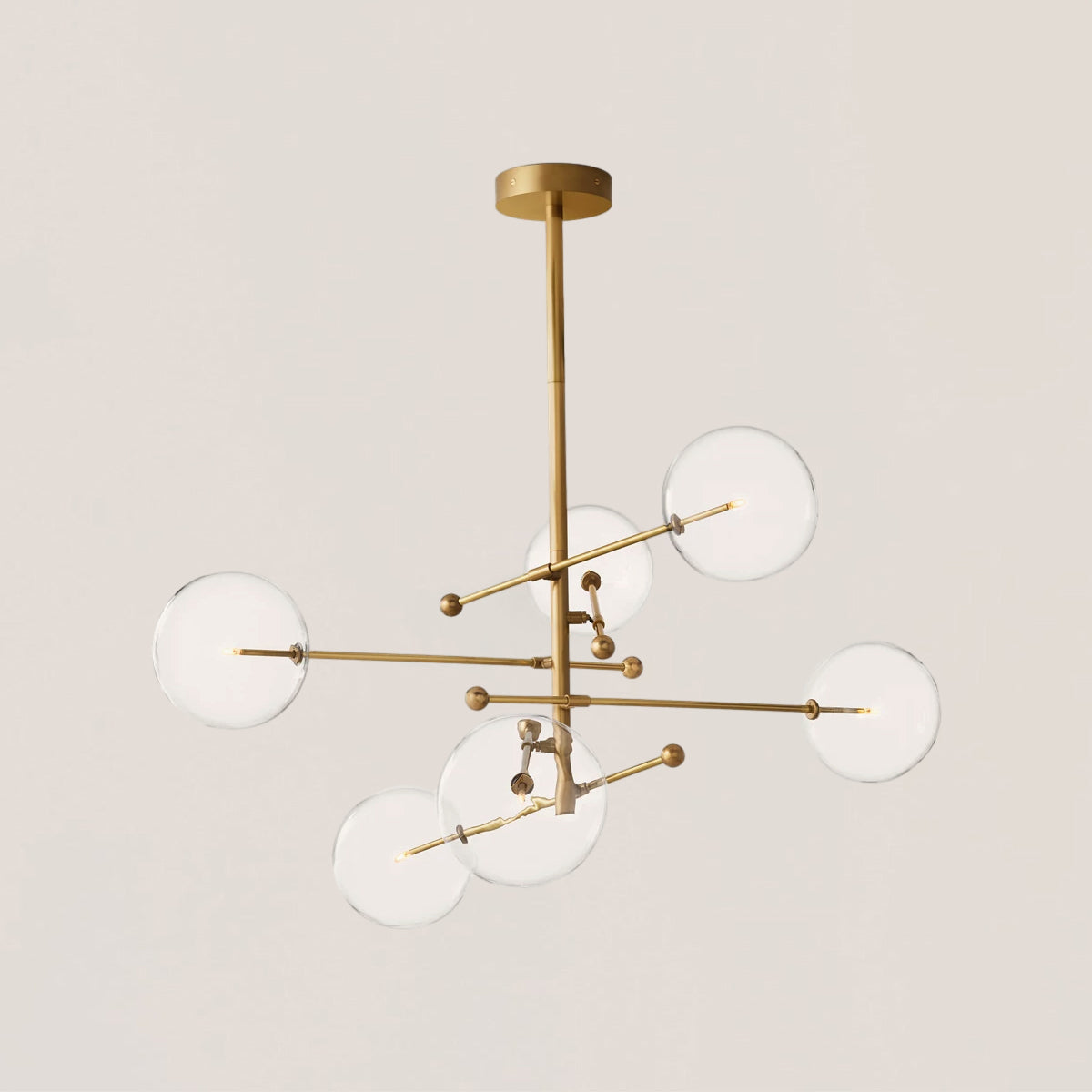 Glass Globe Mobile 6-stem Chandelier 55"