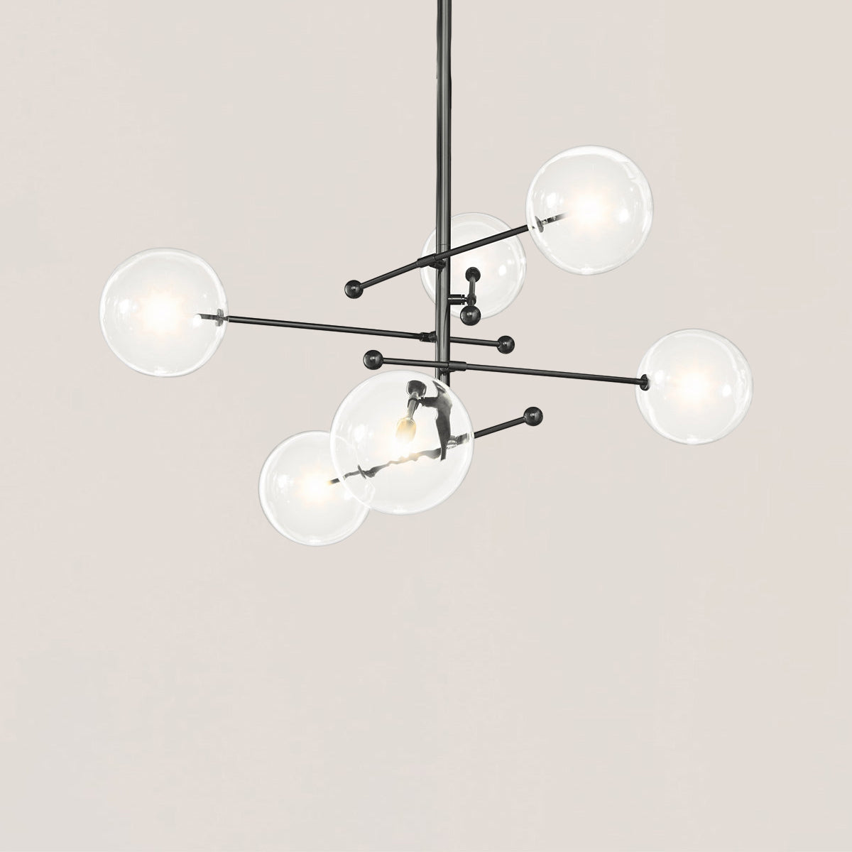 Glass Globe Mobile 6-stem Chandelier 55"