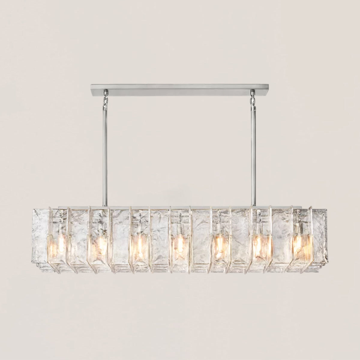 Lattice Clear Glass Rectangular Chandelier
