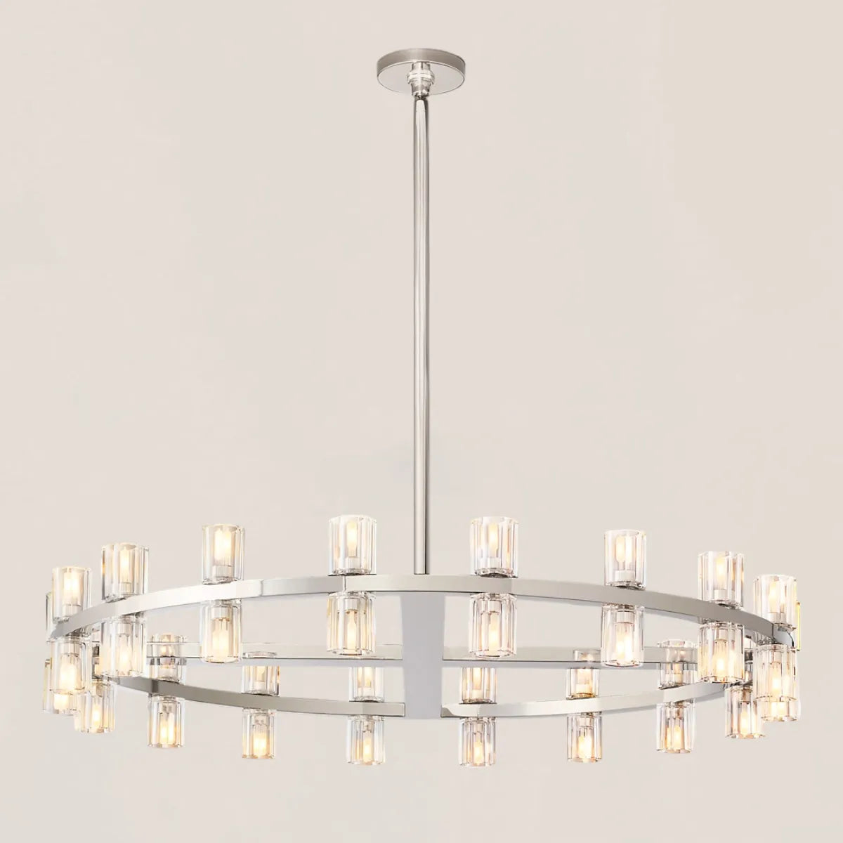 Arcachon Contemporary Industrial Crystal Glass Round LED Chandelier