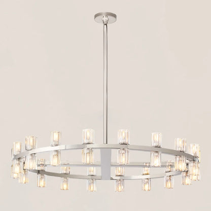 Arcachon Contemporary Industrial Crystal Glass Round LED Chandelier