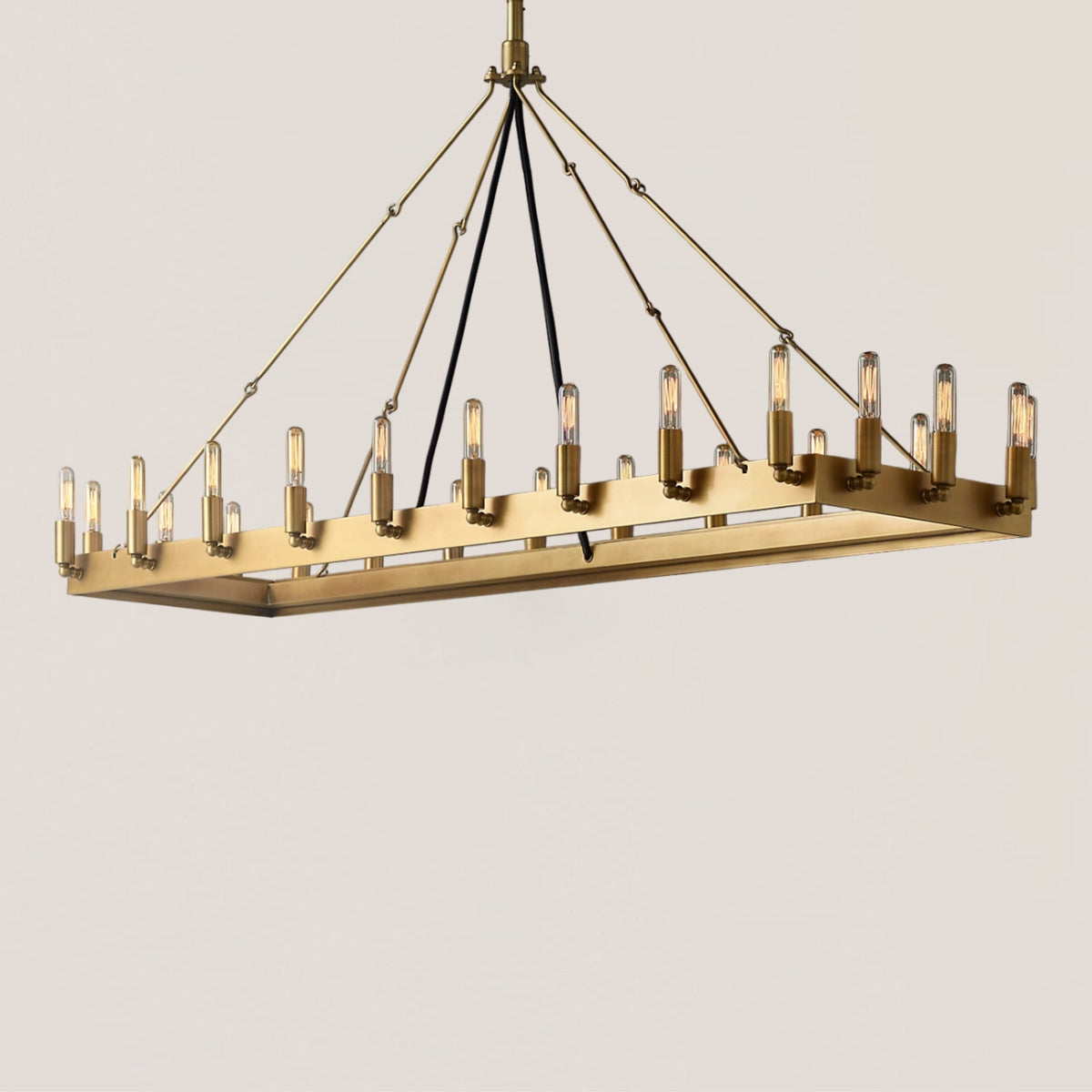 Industrial Rustic Vintage Filament Rectangular Iron Chandelier - Camino Style