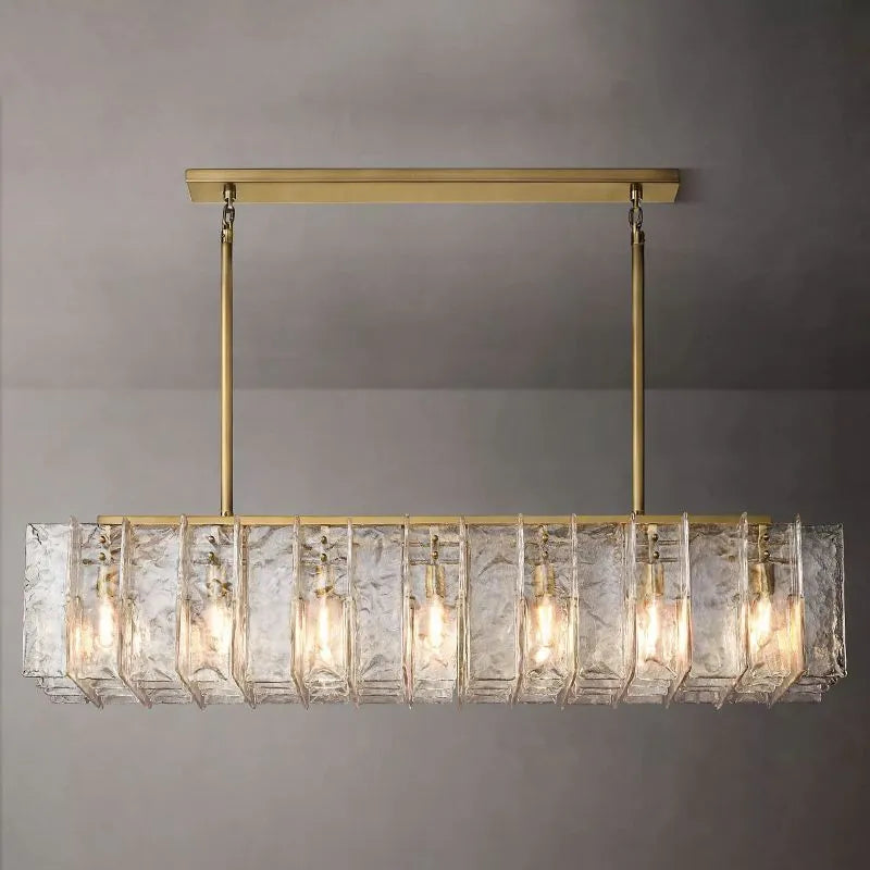 Lattice Clear Glass Rectangular Chandelier