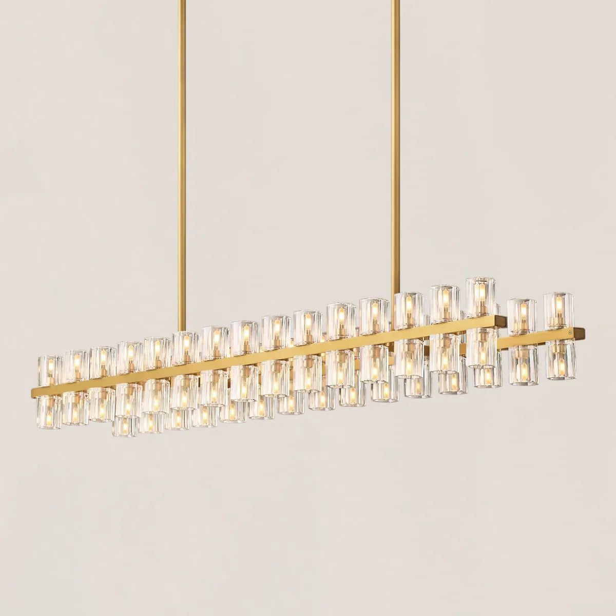 Contemporary Industrial K9 Crystal Rectangular Chandelier in Brass - Arcachon Style